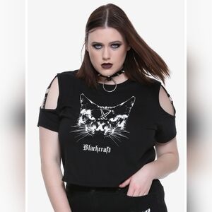 Blackcraft Cult Lucipurr Cold Shoulder Crop Top